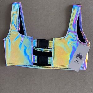 Size small reflective sports bra/crop top.